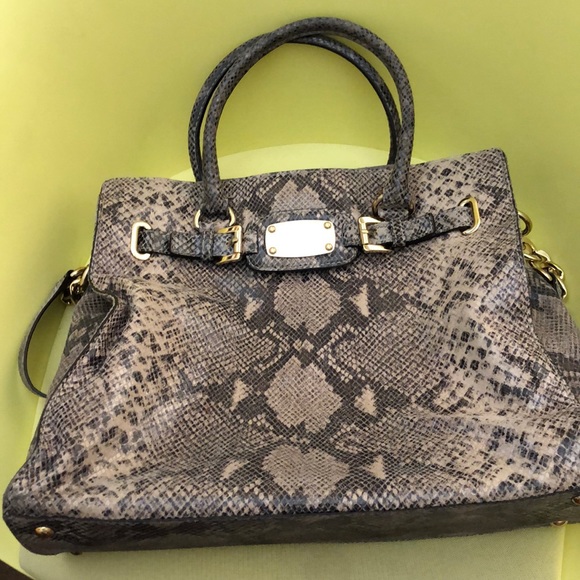 Michael Kors Python Embossed Leather Hamilton Bag - Picture 1 of 6